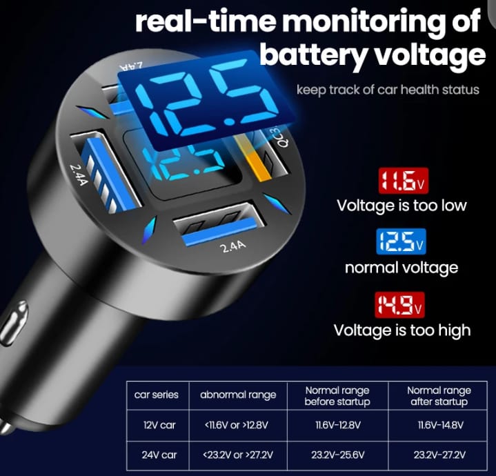 شاحن سيارة 4 منافذ  usb