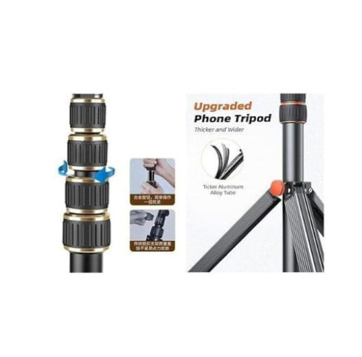 حامل ثلاثي القوائم محمول NP-688 من NeePho، حامل ثلاثي القوائم بطول 210 سم/يمكن طية الى 57 سم للهاتف والكاميرا، حامل ثلاثي القوائم للهاتف مع حامل للهاتف، حامل ثلاثي القوائم للهاتف للتسجيل والبث المباشر ومقاطع الفيديو