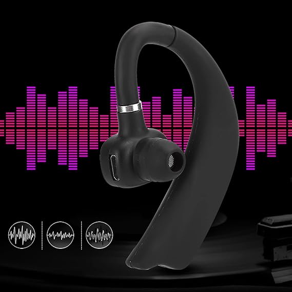 سماعة رأس بلوتوث  سماعة رأس مع ميكروفون، سماعة بلوتوث بأذن واحدة للجري والقيادة فجأة (أسود)