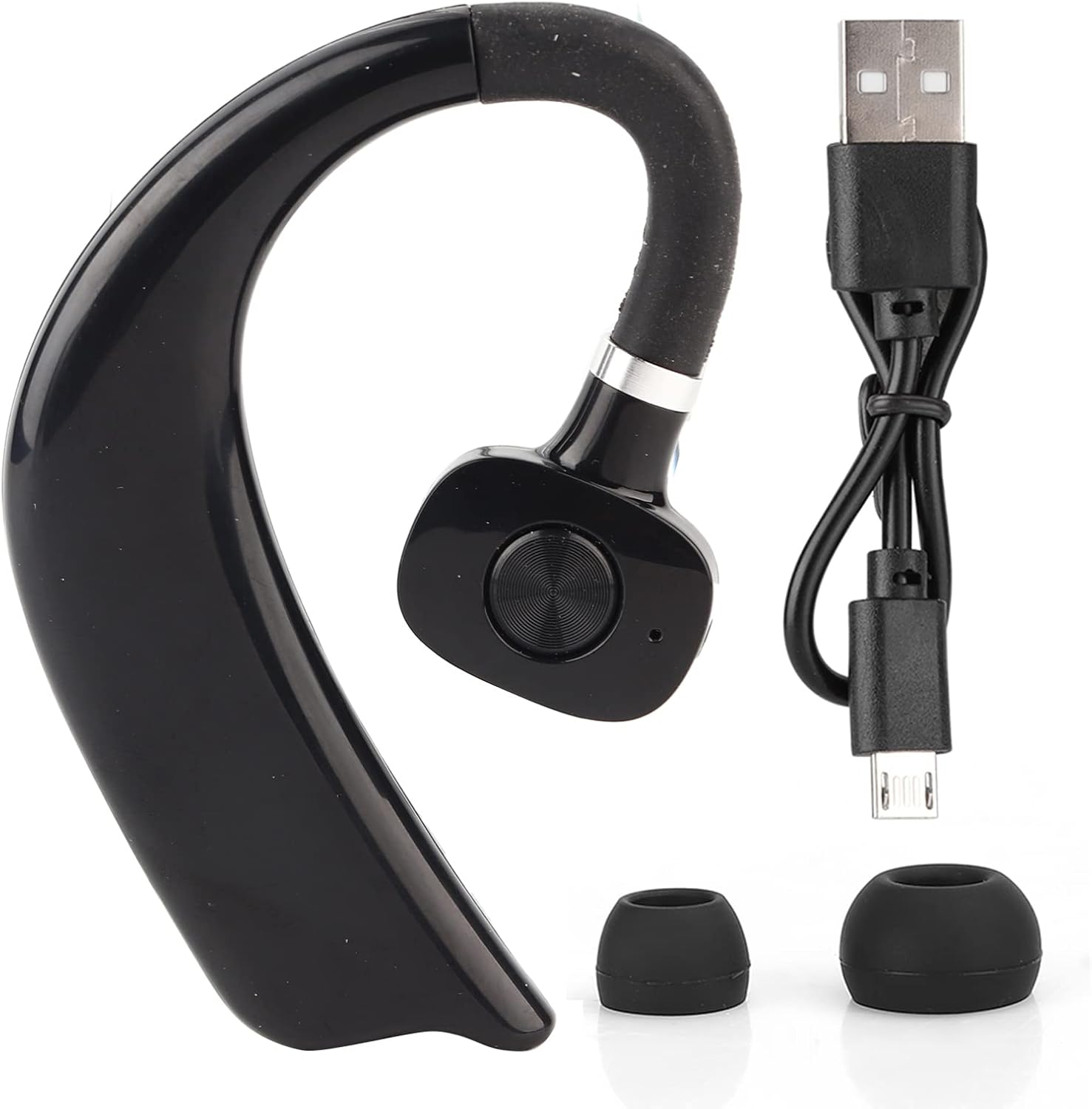 سماعة رأس بلوتوث  سماعة رأس مع ميكروفون، سماعة بلوتوث بأذن واحدة للجري والقيادة فجأة (أسود)