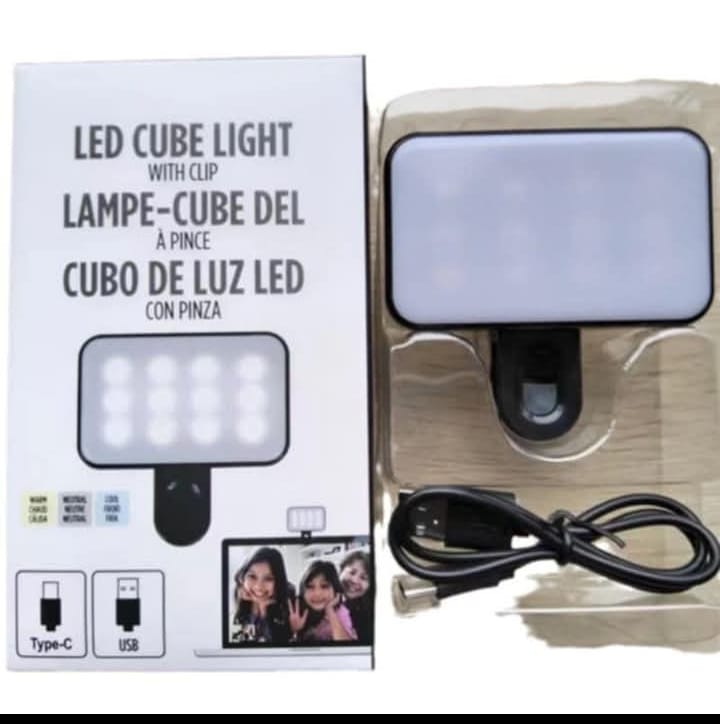 رينج لايت سيلفى للموبايل مصباح إضاءة كاميرا ليد قابلة لإعادة الشحن لتصوير الفيديو، مصباح لاب توب لمؤتمرات الفيديو (ضوء أبيض 3 مستويات