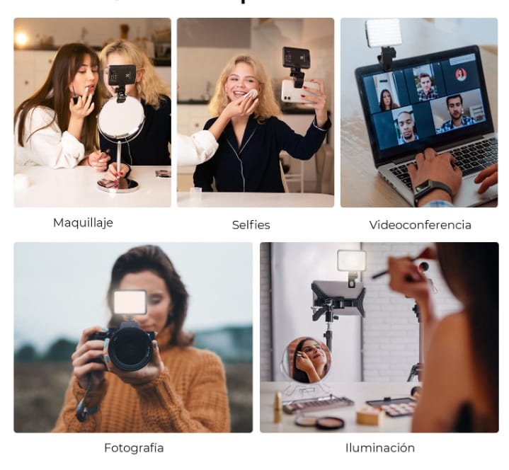 رينج لايت سيلفى للموبايل مصباح إضاءة كاميرا ليد قابلة لإعادة الشحن لتصوير الفيديو، مصباح لاب توب لمؤتمرات الفيديو (ضوء أبيض 3 مستويات