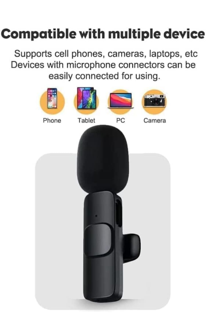 ميكروفون لاسلكي  متوافق مع جميع منافذ لايتنينج من نوع سي مثل الموبايل والكاميرا واللاب توب