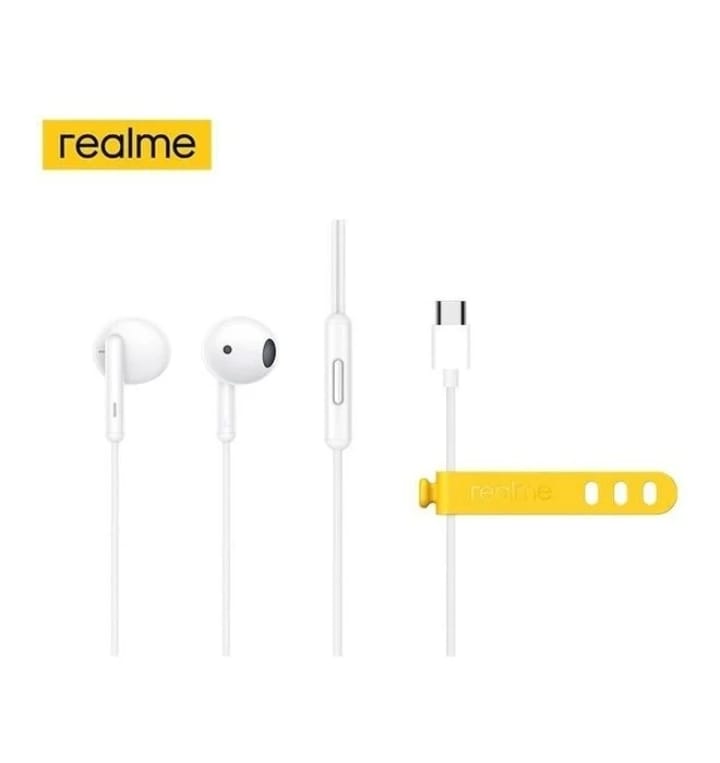 سماعة أذن سلكية عالية الدقة بمنفذ USB-C متوافقة مع Realme - أبيض
