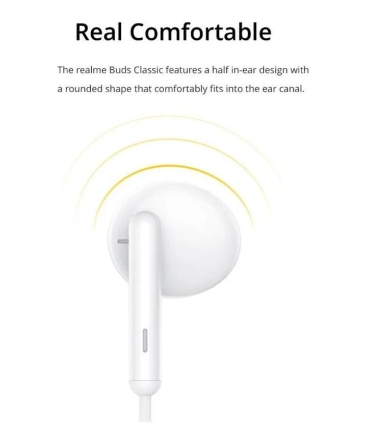 سماعة أذن سلكية عالية الدقة بمنفذ USB-C متوافقة مع Realme - أبيض