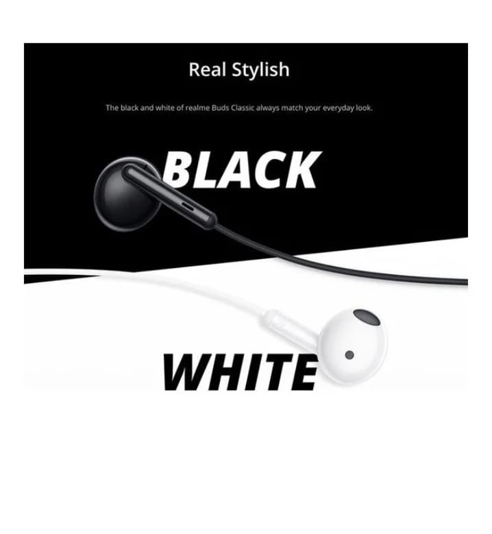 سماعة أذن سلكية عالية الدقة بمنفذ USB-C متوافقة مع Realme - أبيض