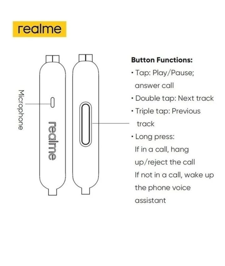 سماعة أذن سلكية عالية الدقة بمنفذ USB-C متوافقة مع Realme - أبيض