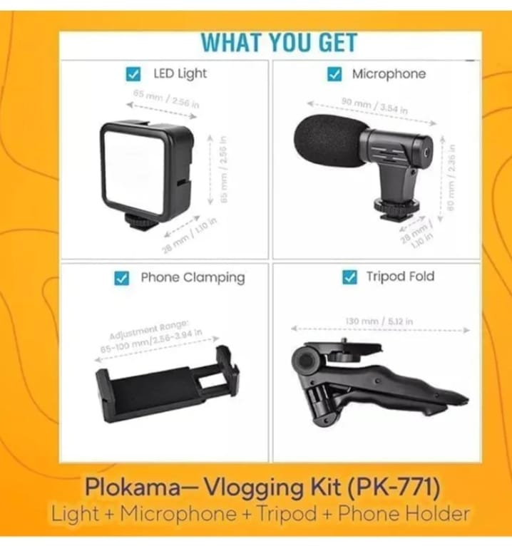 رينج لايت موبايل باضاءة 3 مستويات بحامل صغير و ميكروفون تصوير فيديو - صغير للهواتف المحمولة للتصوير الاحترافي